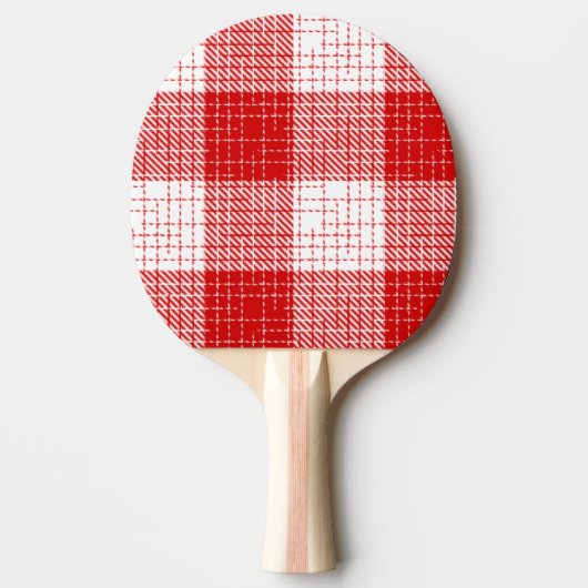 Red and White Bold Checkered Plaid Design  Tafeltennisbatje (Voorkant)