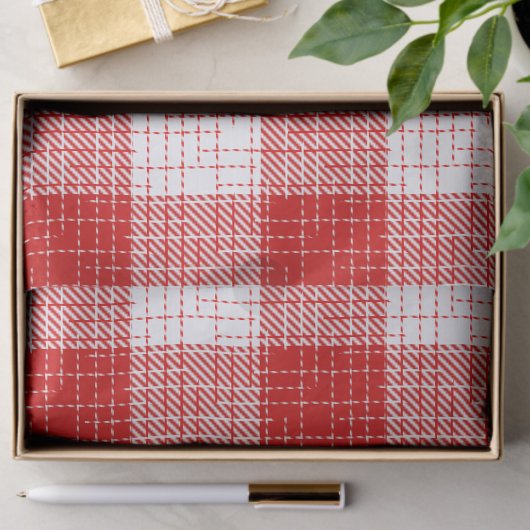 Red and White Bold Checkered Plaid Design  Tissuepapier