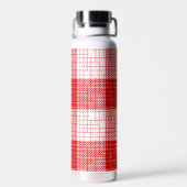 Red and White Bold Checkered Plaid Design  Waterfles (Achterkant)