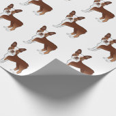 Red and White Boston Terrier Cartoon Dog Pattern Cadeaupapier (Hoek)