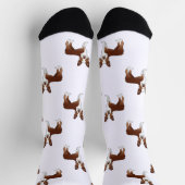 Red and White Boston Terrier Cartoon Dog Pattern Sokken (Top)