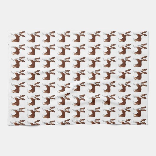 Red and White Boston Terrier Cartoon Dog Pattern Theedoek (Horizontaal)