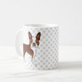 Red and White Boston Terrier Cartoon Dog & Paws Koffiemok (Voorkant links)