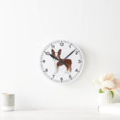 Red and White Boston Terrier Dog Illustratie Ronde Klok (Huis)