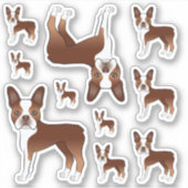 Red and White Boston Terrier Dog Illustraties Sticker (Voorkant)