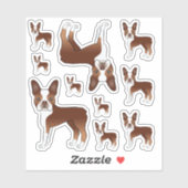 Red and White Boston Terrier Dog Illustraties Sticker (Vel)