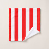 Red and White Cabana Stripes  Bad Handdoek (Wasdoekje)
