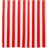 Red and White Cabana Stripes  Douchegordijn (Voorkant)