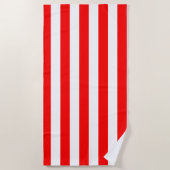 Red and White Cabana Stripes Strandlaken (Voorkant)
