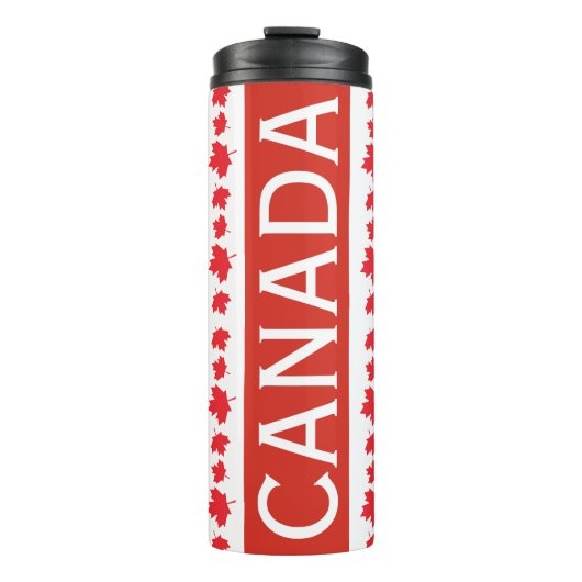 Red and White Canada Tumbler – Maple Leaf Pattern Thermosbeker (Voorkant)