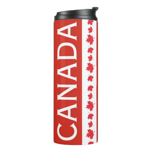 Red and White Canada Tumbler – Maple Leaf Pattern Thermosbeker (Gedraaid links)