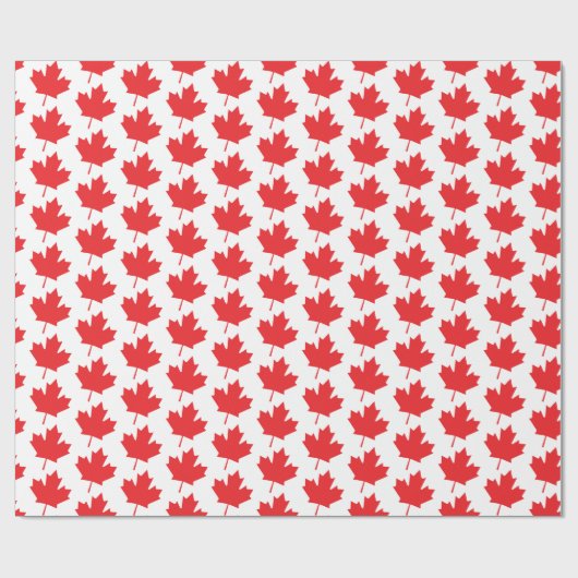 Red and White Canadian Maple Leaf Pattern Cadeaupapier (Vlak)