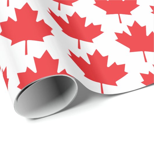 Red and White Canadian Maple Leaf Pattern Cadeaupapier (Rol Hoek)