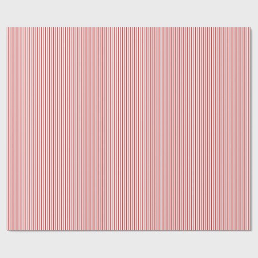 Red and White Candy Cane Pinstripe Pattern Cadeaupapier (Vlak)