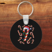 Red And White Candy Cane Santa Christmas Funny Xma Sleutelhanger (Voorkant)