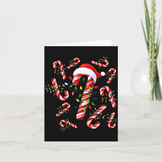 Red And White Candy Cane Santa Christmas  Kaart (Voorkant)