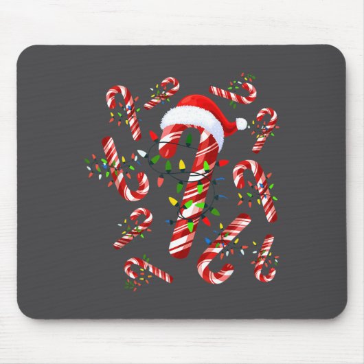 Red And White Candy Cane Santa Christmas  Muismat (Voorkant)