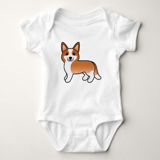 Red and White Cardigan Welsh Corgi Cartoon Dog Romper (Voorkant)