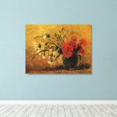 Red And White CarNations by Vincent van Gogh Canvas Afdruk (Insitu (Houten vloer))