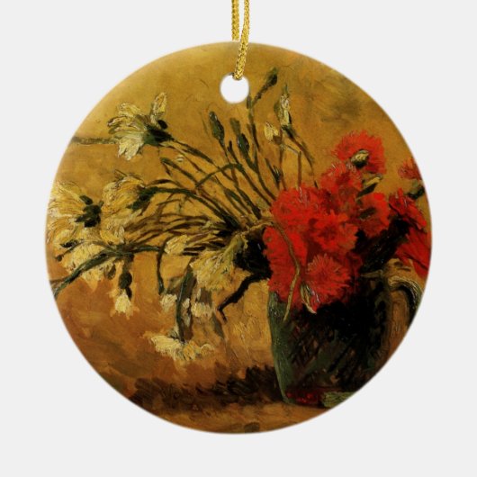Red And White CarNations by Vincent van Gogh Keramisch Ornament (Voorkant)