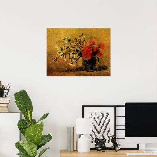 Red And White CarNations by Vincent van Gogh Poster (Thuiskantoor)