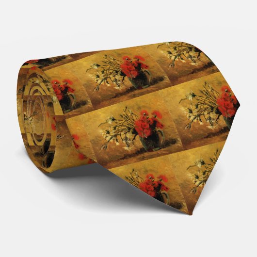 Red And White CarNations by Vincent van Gogh Stropdas (Opgerold)