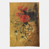 Red And White CarNations by Vincent van Gogh Theedoek (Verticaal)