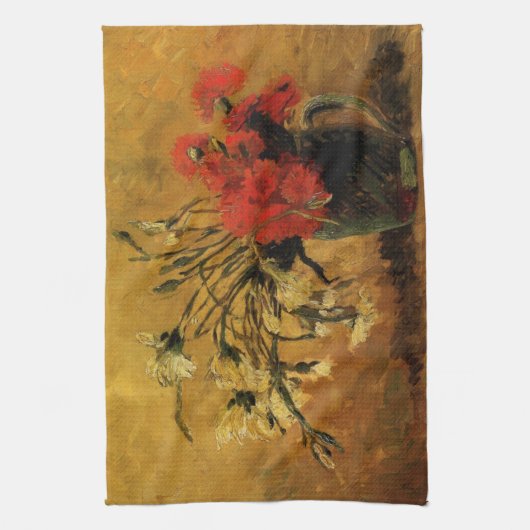 Red And White CarNations by Vincent van Gogh Theedoek (Verticaal)