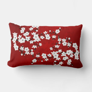 Red and White Cherry Blossom Asia Floral Kussen