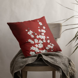 Red and White Cherry Blossom Floral Oriental Kussen