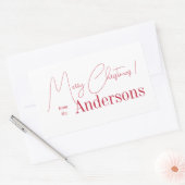 Red and White Christmas from Family Name Rechthoekige Sticker (Envelop)