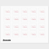 Red and white Christmas from Family Name Vierkante Sticker (Vel)