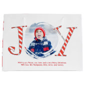 Red and White Christmas Joy Custom Groot Cadeauzakje (Voorkant)