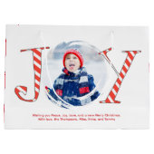 Red and White Christmas Joy Custom Groot Cadeauzakje (Achterkant)