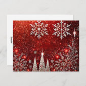 Red and White Christmas Tree Design Feestdagenkaart (Voorkant / Achterkant)