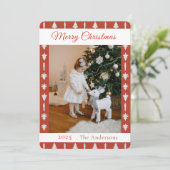 Red and White Christmas Tree Photo  Feestdagenkaart (Staand voorkant)