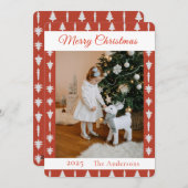 Red and White Christmas Tree Photo  Feestdagenkaart (Voorkant / Achterkant)