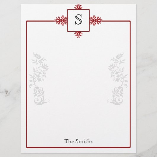 Red and White Damask Letterhead (Voorkant)