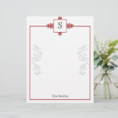 Red and White Damask Letterhead (Staand voorkant)