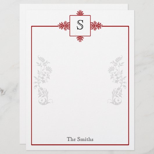 Red and White Damask Letterhead (Voorkant / Achterkant)