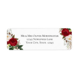 Red and White Elegant Floral Bouquet Etiket