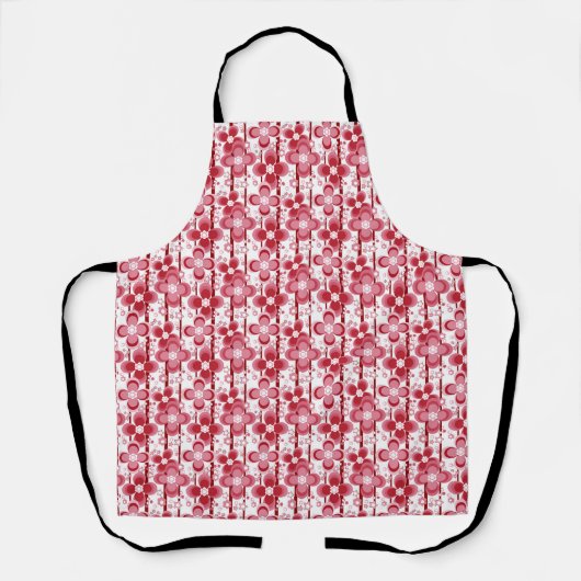 Red and white floral pattern schort (Voorkant)