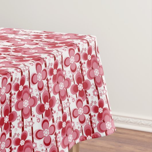 Red and white floral pattern tafelkleed (Voorbeeld)