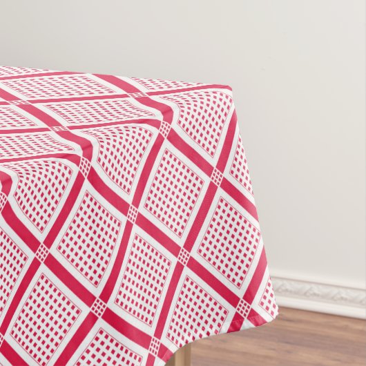 Red and white geometric checkered pattern retro tafelkleed (Voorbeeld)