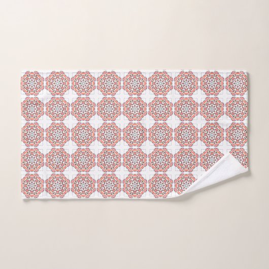 Red and white geometric patterned  bad handdoek (Handdoek)