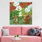 Red and white geraniums in pots 2013 canvas afdruk (Insitu (Woonkamer))