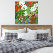 Red and white geraniums in pots 2013 canvas afdruk (Insitu (Slaapkamer))