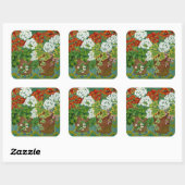 Red and white geraniums in pots 2013 vierkante sticker (Vel)