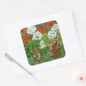 Red and white geraniums in pots 2013 vierkante sticker (Envelop)