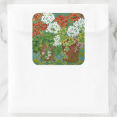 Red and white geraniums in pots 2013 vierkante sticker (Tas)